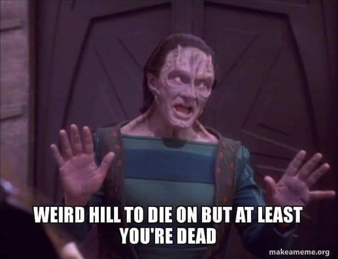This meme features a character from the TV show Star Trek: Deep Space Nine, a Ferengi named Quark. The image shows Quark with a shocked expression and his hands raised in a "what's going on?" gesture. The text overlay reads "When you finally get the hang of that thing you've been trying to do for years, but it's too late and you're dead."